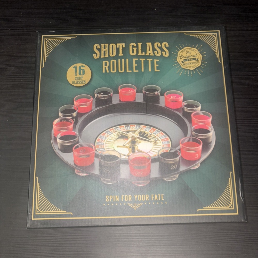 Shot Glass Roulette Drinking Game Set With 16 Shot Glasses NEW Open Box Not Used